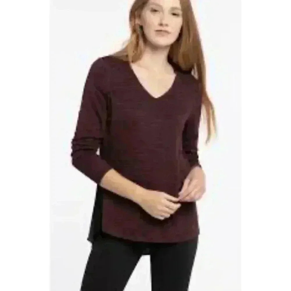 Nic + Zoe Mixed Media V-Neck Party In The Back Sweater Small NEW 1012